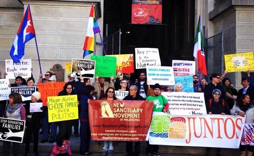 Groups opposed to changes in Philadelphia's anti-deportation policy rallied at City Hall on Friday. Courtesy New Sanctuary Movement of Philadelphia