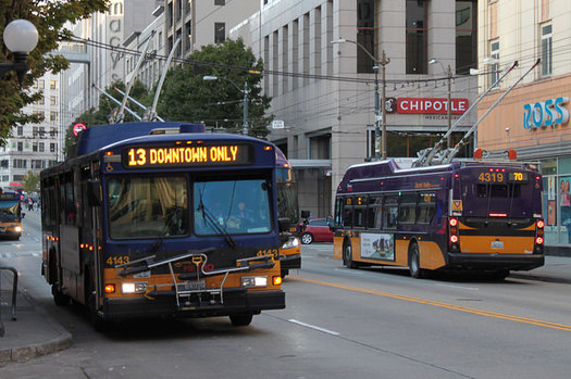 Public mass transit jobs are among the fastest growing in Washington, according to a new report on clean economy job growth. Credit: SounderBruce/King Co. Metro Transit on Flickr