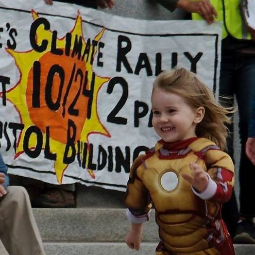 A child enjoys herself at a recent climate-change rally in Boise, which was sponsored by the nonprofit Snake River Alliance, just one group encouraging people to donate on Giving Tuesday. Credit: Snake River Alliance