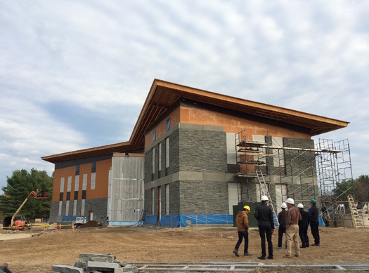 This 17,000-square-foot Living Building is one of two under construction at Hampshire College in Amherst, helping the campus become energy self-sufficient. Courtesy: Hampshire College. 