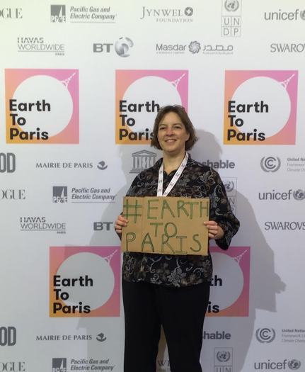 Cathy Becker of Grove City joined the Sierra Club at the UN Climate Conference. (Earth to Paris)