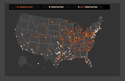 Supporters say new limits on the mercury and other toxins coal (orange) and oil (white) power plants can emit will save thousands of lives. (Earthjustice)  