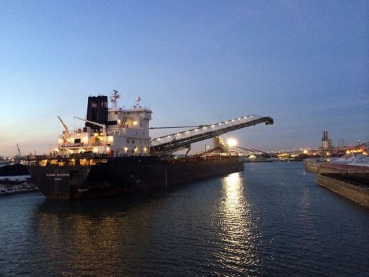 A petcoke ship docked on Chicago's southeast side. (Natural Resources Defense Council)