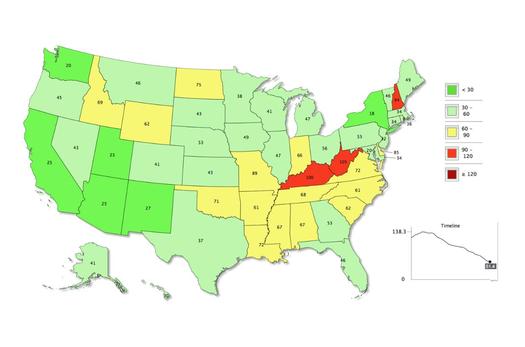 West Virginia has one of the lowest tobacco taxes in the country and the highest smoking rate - twice the national average by number of packs sold. (Coalition for a Tobacco Free West Virginia)