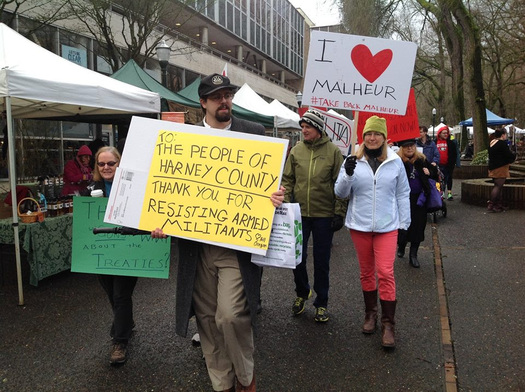 Even some Portland city-dwellers took the time to make their views known about the armed occupation of the Malheur National Wildlife Refuge in Burns. (Rural Organizing Project)