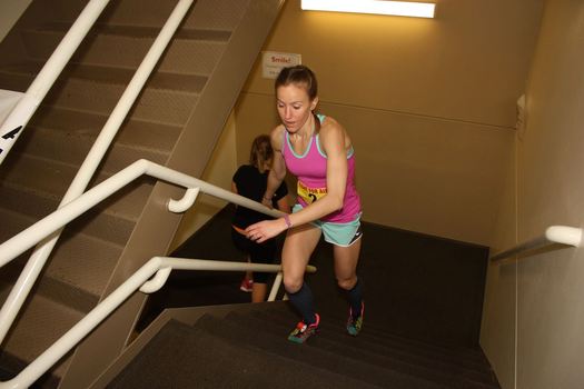 Michelle Spehr makes her way up all 1,034 steps in last year's American Lung Association Fight For Air Climb, to raise money for research. This year's event is March 19. (ALA Wisconsin)