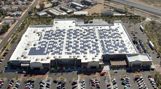 Retail giant Walmart installed solar panels on the roof of this Superstore in Peoria, Arizona. (Walmart/Flickr) 