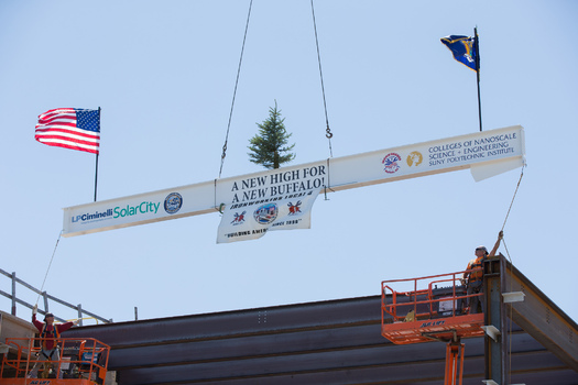 A solar panel factory is being built by the restored Buffalo River. (Gov. Andrew Cuomo/Flickr)