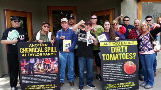 Workers from Taylor Farms, a supplier for Chipotle, protested Thursday at two of the chain's California restaurants. (Teamsters Joint Council 7)