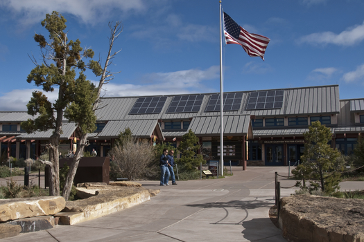 Solar panels sit atop the visitor center at Grand Canyon National Park. New reports show that both Arizona and the city of Phoenix rank third in the country for installed solar panels. (JeffGoulden/iStock) 