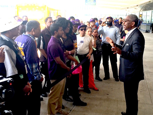 Workers at JFK say they're forced to cut corners on security. (32BJ SEIU)