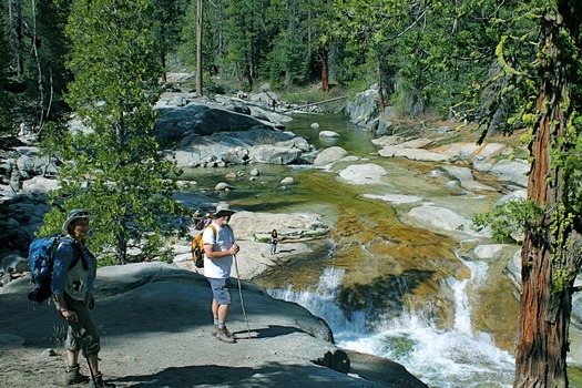 Hikers enjoy Dinkey Creek in the Sierra National Forest, one area that has been left off the U.S. Forest Service list of places to be recommended for wilderness protection. (Steve Evans, California  Wilderness Coalition)
