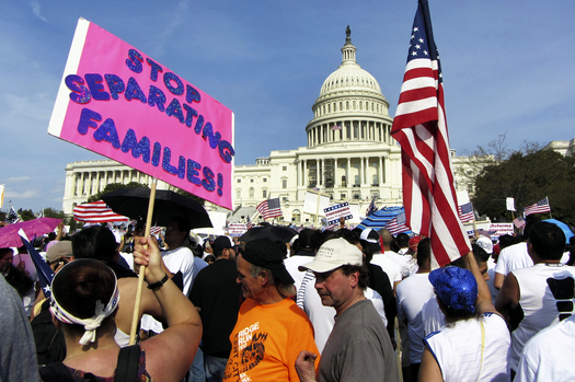 Latinos protest U.S. immigration policies in front of the Capitol building in Washington, D.C. (iStockphoto)