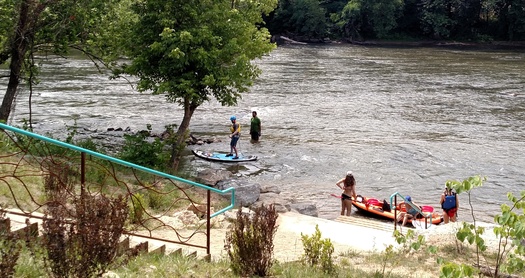 RiverLink's newly installed river access point at Pearson Bridge in Asheville opens up recreation opportunities for all kinds of watercraft. (PEarson/RiverLink)