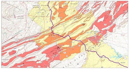 A study of the geology along the proposed Mountain Valley Pipeline route shows it would run through a fragile, karst 