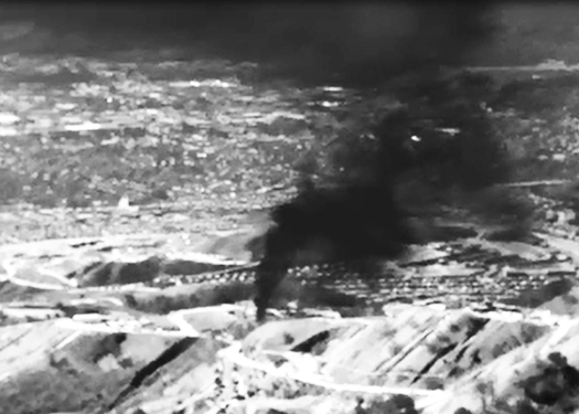 An infrared image showing the gas leak in Aliso Canyon, last fall. (Environmental Defense Fund)