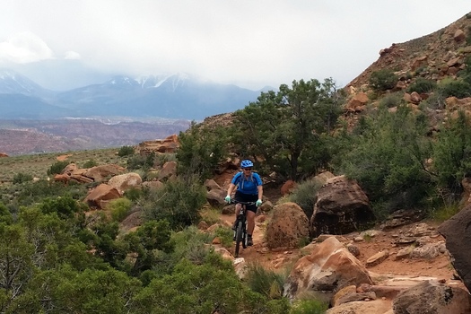 A mountain biker maneuvers on a wilderness trail near Moab, Utah. (Shaine M. Smith)