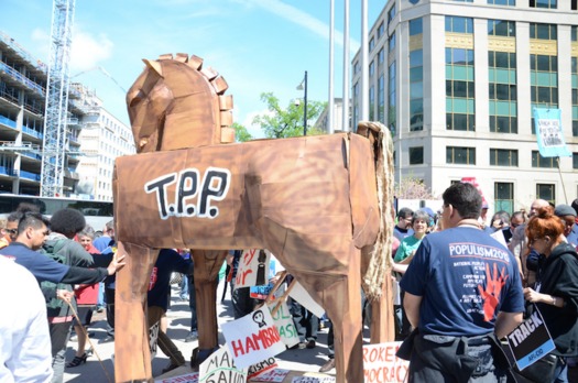 Marchers want opposition to the Trans Pacific Partnership in the Democratic Party platform. (AFGE/Wikimedia Commons)