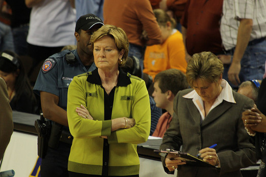 Researchers say detecting Alzheimer's Disease early could come down to testing how well someone smells. Recently, Pat Summitt, pictured here in green, succumbed to the illness. (aaronisnotcool/flickr.com)