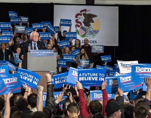 Vermont Sen. Bernie Sanders spoke to a crowd of Illinois supporters during a campaign stop in March. (iStockphoto)