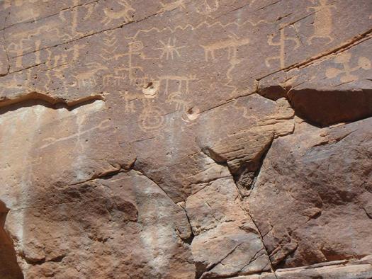 Petroglyphs at Gold Butte have been damaged by bullet holes. Advocates are asking President Obama to create a new national monument. (Christian Gerlach/Sierra Club)