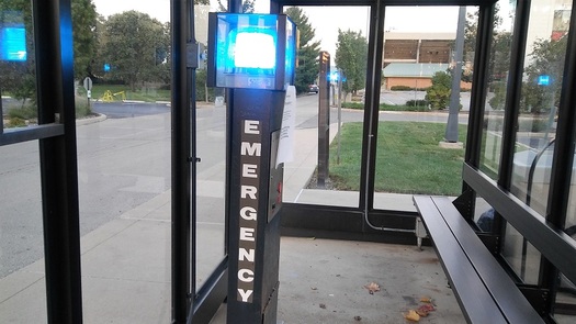 Blue-light call boxes dot college campuses, which are now in the Red Zone, the first 10 weeks of a new academic year when a higher rate of sexual assaults occur on campus. (Greg Stotelmyer)