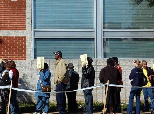 How long you have to wait to vote could depend on your racial background or the racial makeup of your neighborhood. (James Willamor/Flickr)
