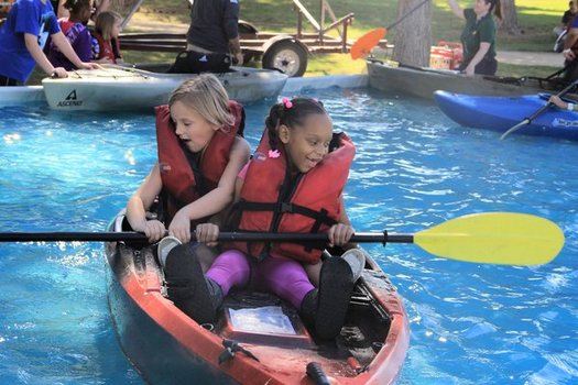 Kids learn to kayak at the 