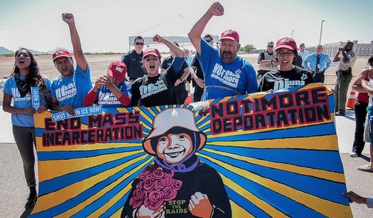 Protestors from the group Puente Arizona demonstrate against immigration raids that are the subject of a case heard in federal court on Thursday. (Puente Arizona)