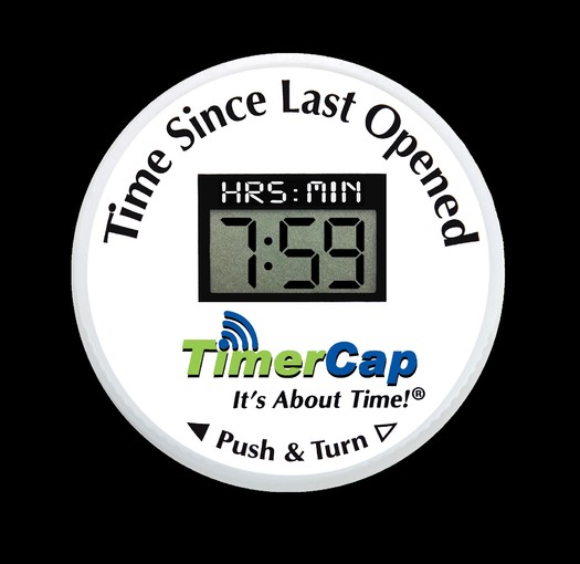 An LCD screen on the TimerCap displays how much time has elapsed since the last dose of medication. (TimerCap)