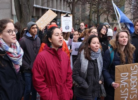 Bay State college and university students walk out of class Monday) to protest President Trump's cabinet nominees. (BU Divestment)