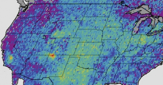 NASA graphics show a methane gas cloud hovering over the Four Corners area. Today, the U.S. House of Representatives is scheduled to kill a federal rule meant to reduce methane pollution. (NASA)