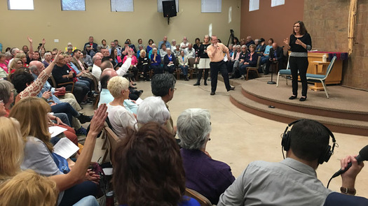 Congresswoman Martha McSally speaking at a town hall in Sahuarita, Arizona on February 23. (Dennis Newman/PNS)