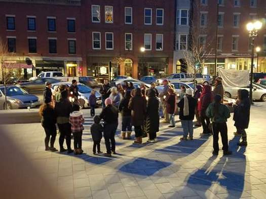 On the same day thousands marched in the Native Nations Rise march in Washington, about 50 locals held a vigil in solidarity with the march. (Joshua Lang).