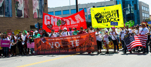 Immigrants rights groups marched in Los Angeles on May Day 2016. (Jorge-Mario Cabrera/CHIRLA)