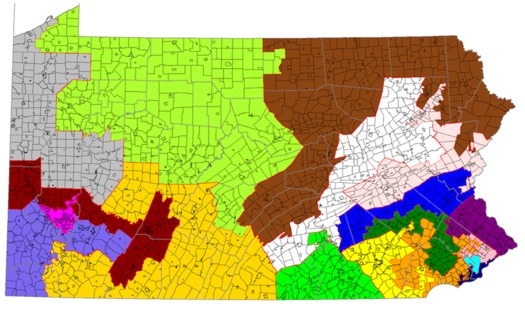 A new report blames bias in drawing district lines for giving the Republican Party a 13-5 advantage in Pennsylvania's congressional delegation. (61-1099lm/Wikimedia Commons)