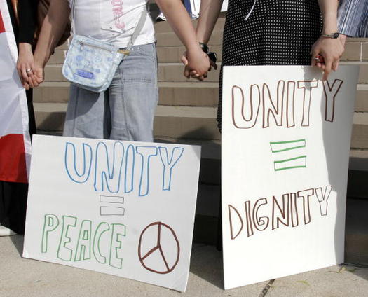 The group Indivisible Rapid City is protesting an event sponsored by the anti-Muslim group Act for America. (Bill Pugliano/Getty Images)