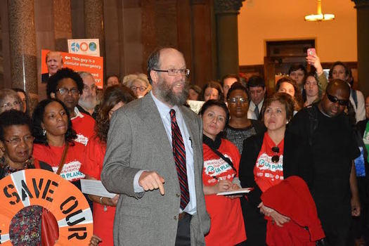 Victims of Superstorm Sandy and Hurricane Irene urge passage of the Climate and Community Protection Act. (Travis Proulx)