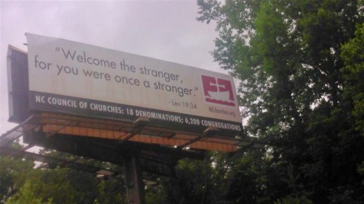 The North Carolina Council of Churches quotes scripture on a billboard on Interstate 40 near Statesville. (NC Council of Churches)