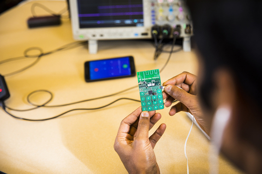 The prototype for a battery-free cell phone developed at the University of Washington was built with cheap, off-the-shelf components. (Mark Stone/University of Washington)