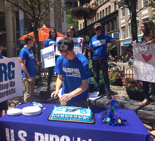 As New England supporters held a 6th birthday party for the Consumer Financial Protection Bureau in Boston, the agency's future is in jeopardy in Congress. (MASSPIRG)