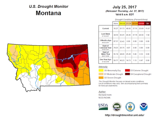 According to the U.S. Drought Monitor, 12 percent of the state is experiencing the highest stage of drought. (droughtmonitor.unl.edu)