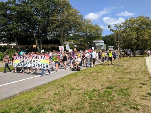 Responding to the recent violence in Charlottesville, Va., Mainers turned out Sunday to take a stand against racism and white supremacy. (Maine People's Alliance)