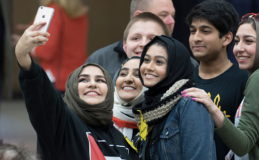 More than 60 percent of Muslim students said they've felt unsafe in public since the 2016 election campaign, according to a recent survey. (J Pat Carter/Getty Images)