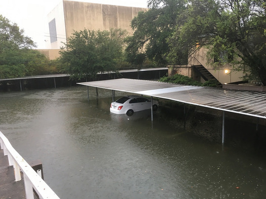 Hurricane Harvey flooded this parking garage in Houston, and rain from the storm's remnants is expected to hit Tennessee today. (R. Crap Mariner/Flickr)