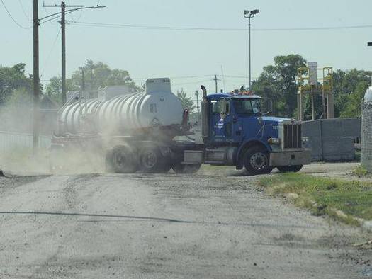 Increased truck traffic is among the concerns of residents near the U.S. Ecology plant. (D. Weckerle) 