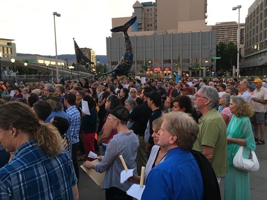 Crowds filled a peace rally in Reno last month. (Indivisible Northern Nevada)