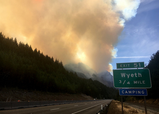 The Eagle Creek Fire in the Columbia Gorge is one of the many blazes the country experienced in this very active fire season. (Oregon Dept. of Transportation/Flickr)