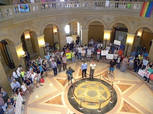 Supporters of same sex marriage rallied in St. Paul in July 2010. (Fibonacci Blue/FlickR)