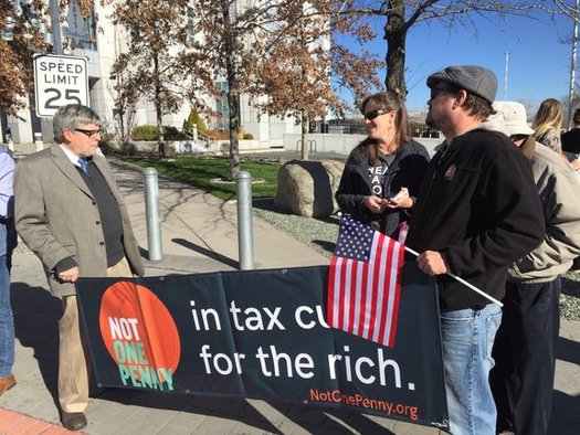 This fall, protesters in Reno spoke out against the tax bill. (Matt Flonken/OFA)